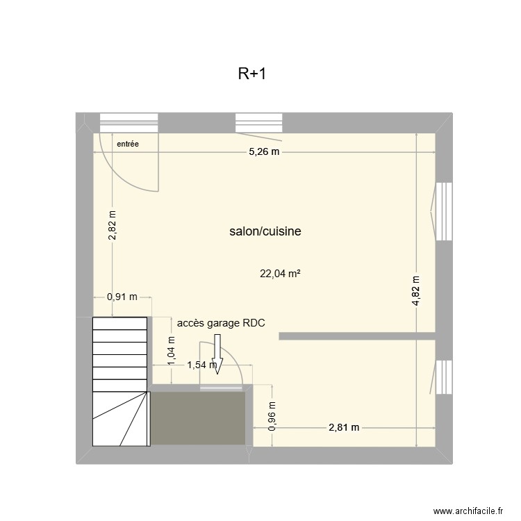 CHABERT R+1. Plan de 3 pièces et 25 m2