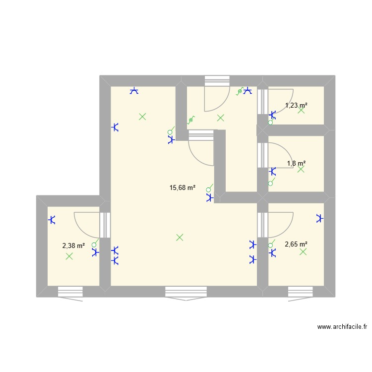 DEVOIR MELEC. Plan de 5 pièces et 24 m2