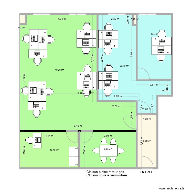Plan LOO Aménagé. Plan de 8 pièces et 106 m2