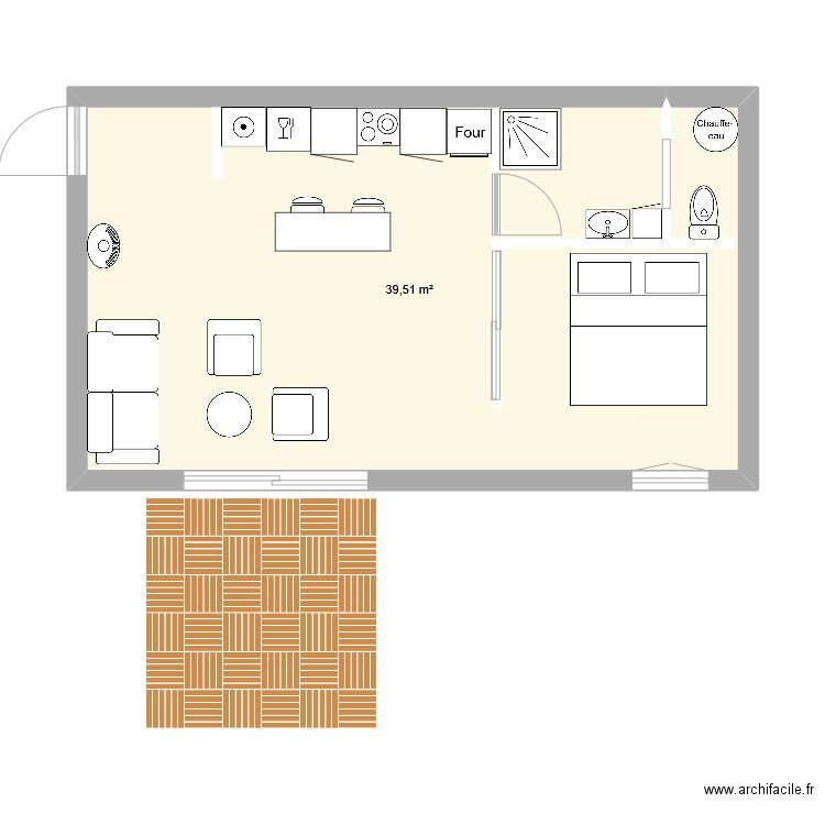 mazet 2. Plan de 1 pièce et 40 m2