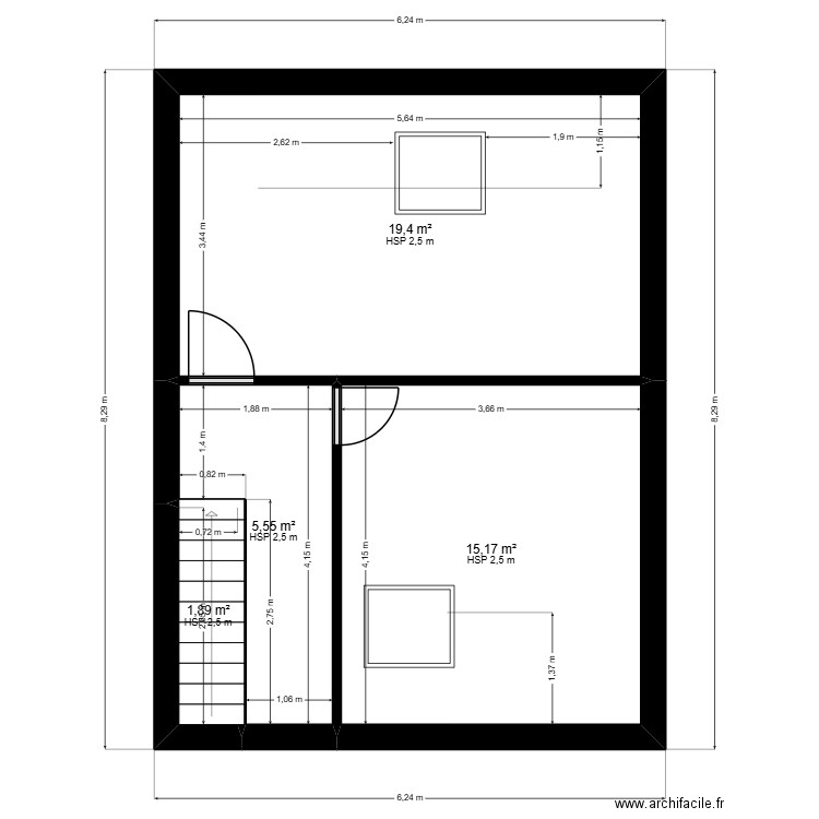 logement 1. Plan de 15 pièces et 143 m2