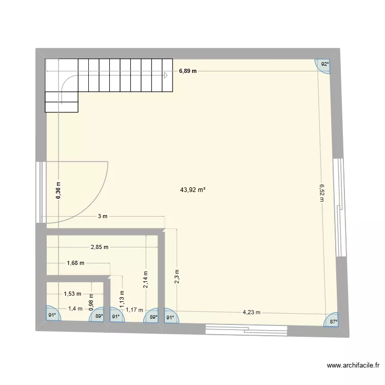 mionnay. Plan de 1  et 44 m²