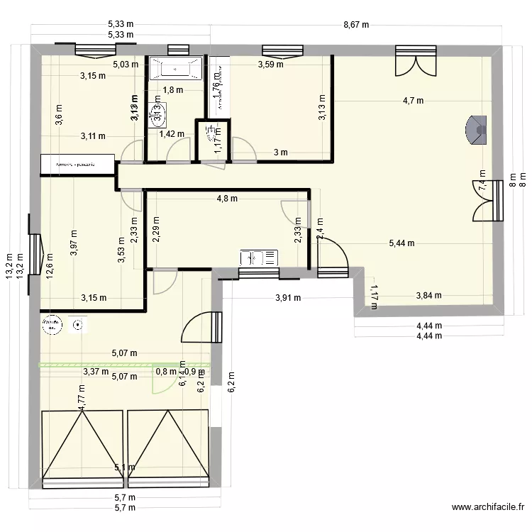 marcilly plan. Plan de 1  et 121 m²