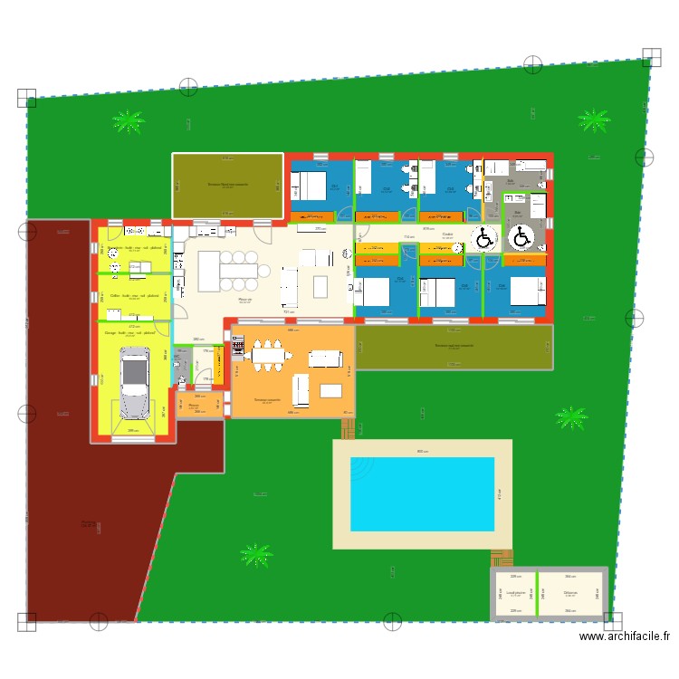 Version RDC : 6CH. Plan de 21 pièces et 440 m2
