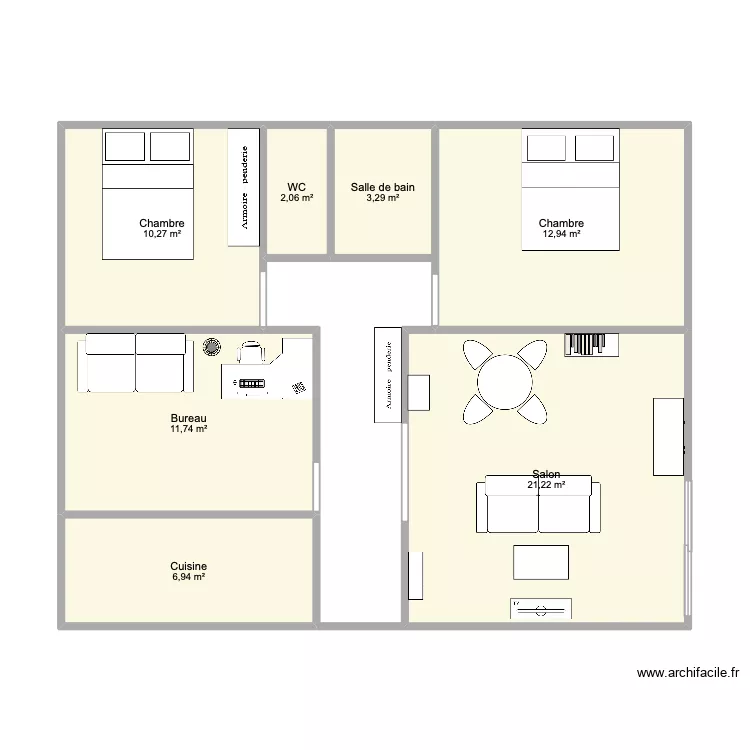 appart. Plan de 7  et 68 m²