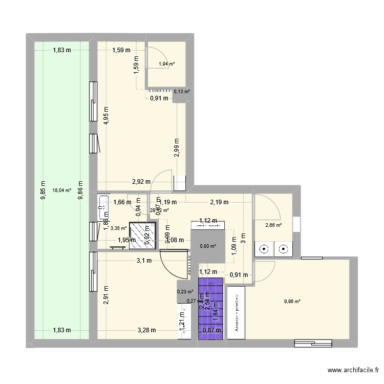 Duplex Celine Etage. Plan de 10 pièces et 67 m2