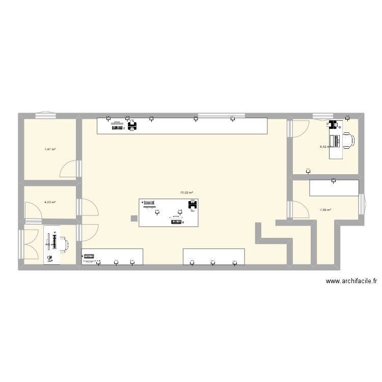 laboratoire. Plan de 6 pièces et 103 m2