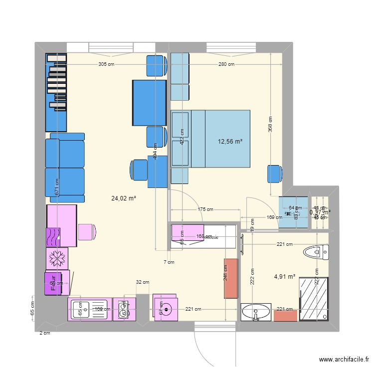 Villa Medicis 202. Plan de 4 pièces et 42 m2