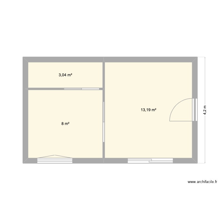 PETIT STUDIO. Plan de 3 pièces et 24 m2