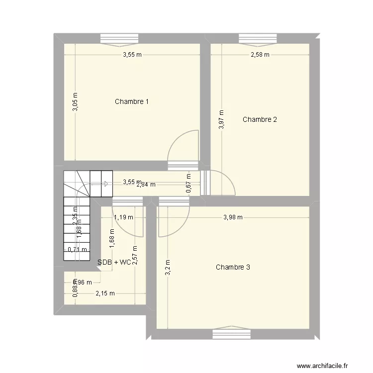Etage 2. Plan de 5  et 41 m²
