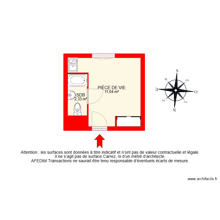 BI27123 -. Plan de 3 pièces et 14 m2