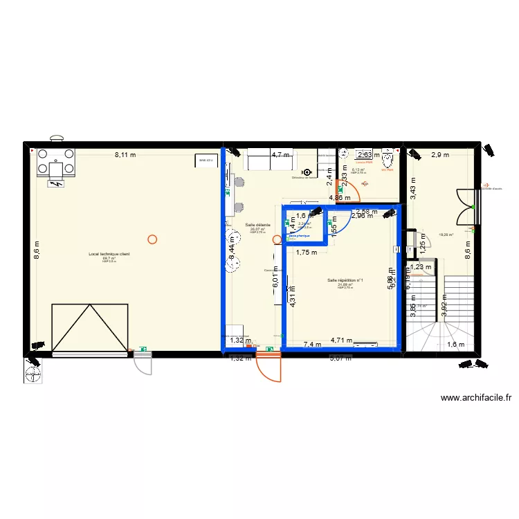 MJ music studio - lot sécurité incendie. Plan de 8 et 153 m² MJ music studio - lot sécurité incendie. Plan de 8 et 153 m²