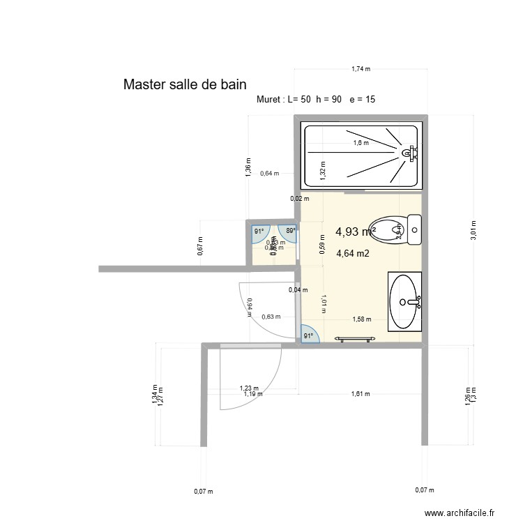 Master salle de bain (Rdc). Plan de 0 pièce et 0 m2