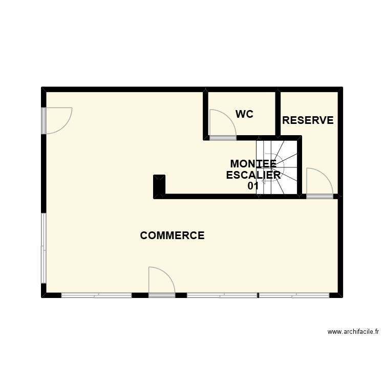 RDC BAR DES HALLES. Plan de 5 pièces et 30 m2