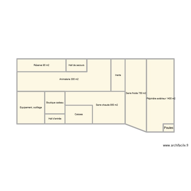 plan du magasin. Plan de 12 pièces et 35 m2