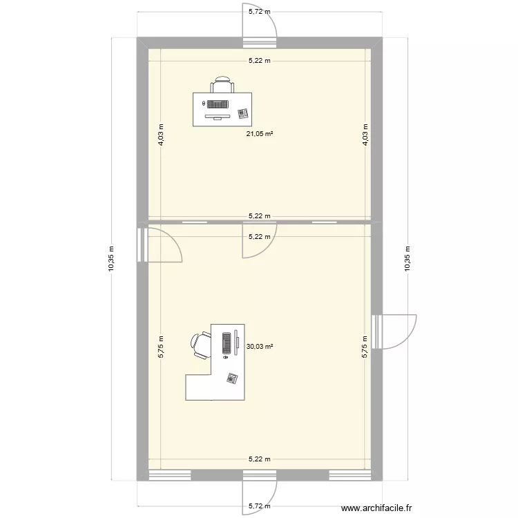 Nico Bureau. Plan de 2 Pièces et 51 m² Nico Bureau. Plan de 2 Pièces et 51 m²