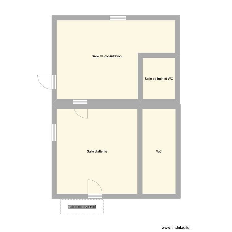 Cabinet médical. Plan de 4 pièces et 59 m2