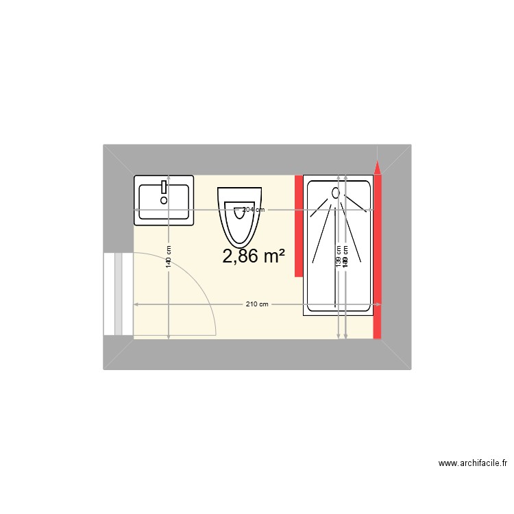 sdb rdc. Plan de 1 pièce et 3 m2