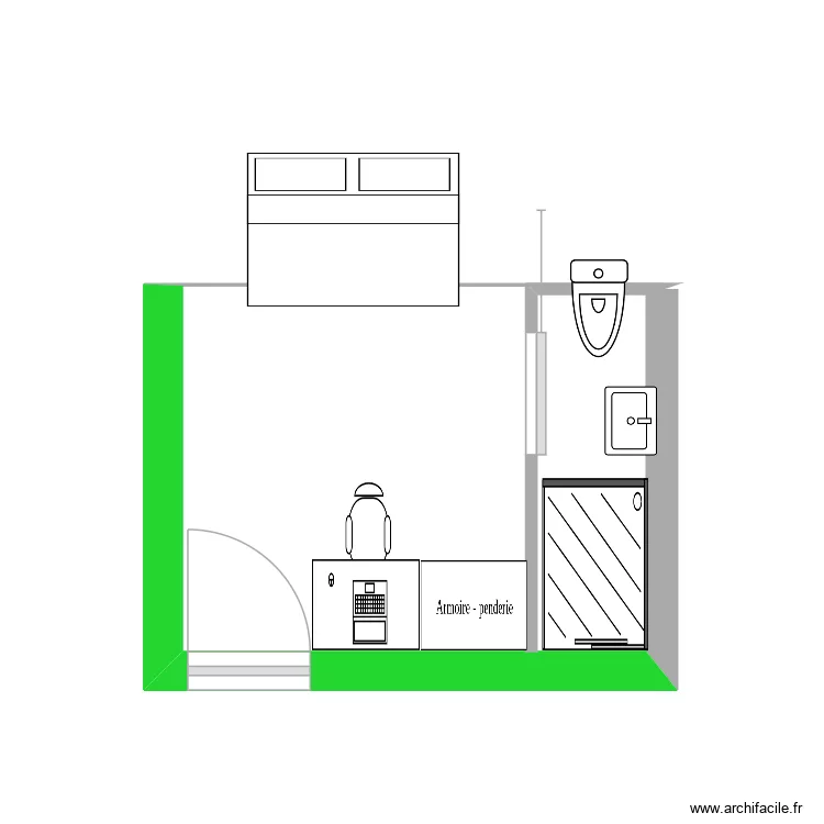 Plan chambre l&agrave; haut. Plan de 