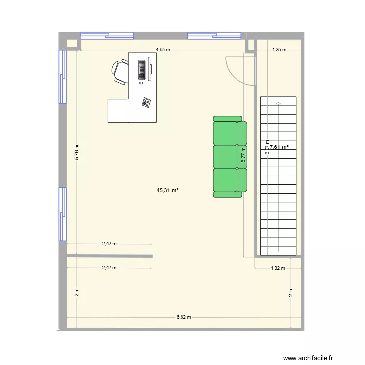 BUREAU DIRECTION. Plan de 4  et 53 m²