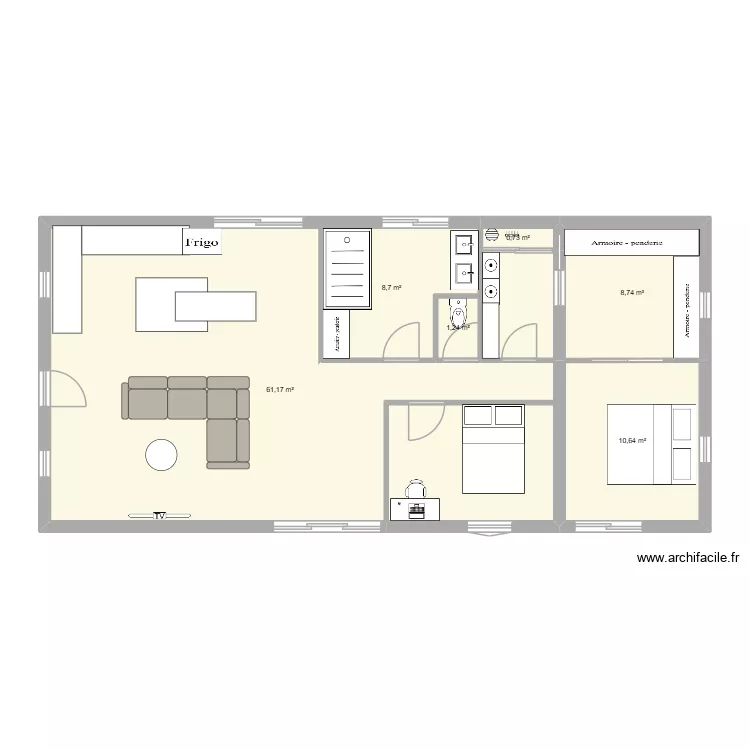 maison. Plan de 6  et 91 m²