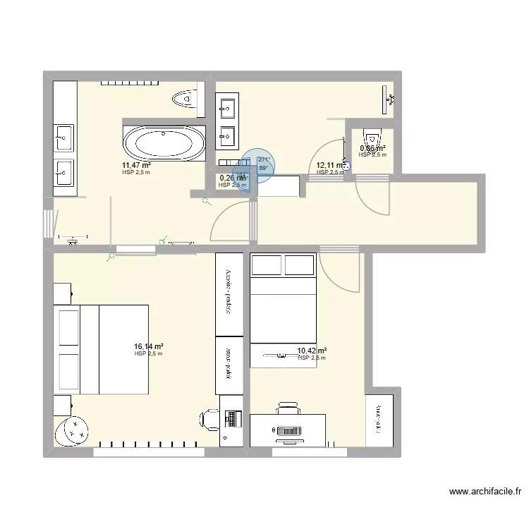 1er &eacute;tage Parklaan 50 v12. Plan de 6  et 51 m²