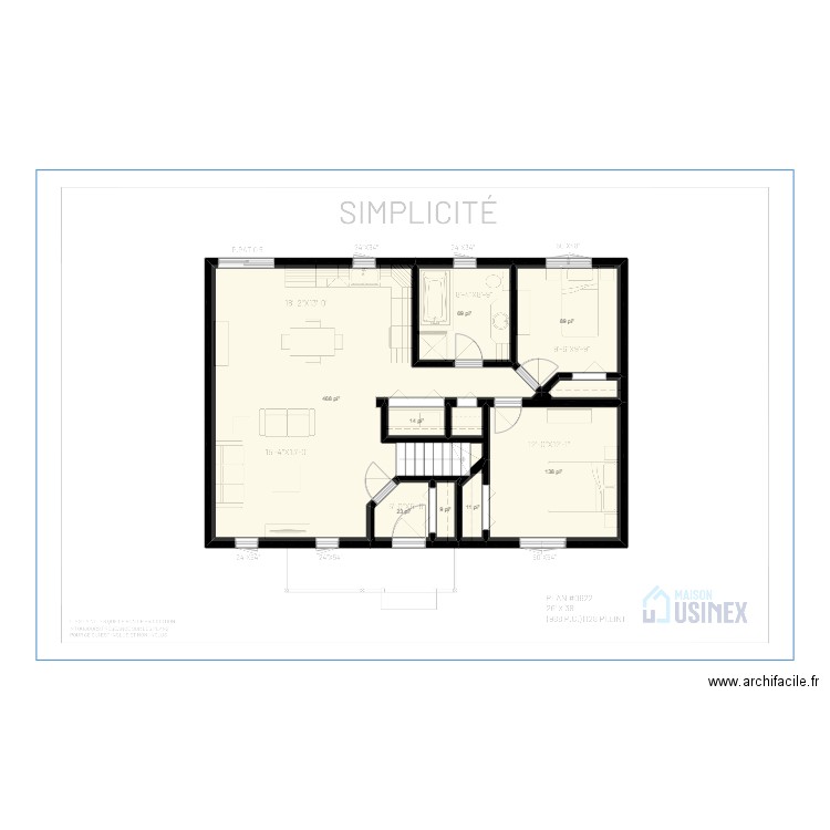 SIMLICITÉ 0622 26' X 38' - PLAN VIERGE. Plan de 8 pièces et 76 m2