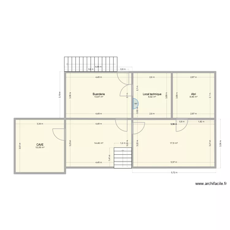 Etage -1. Plan de 6 pièces et 75 m² Etage -1. Plan de 6 pièces et 75 m²