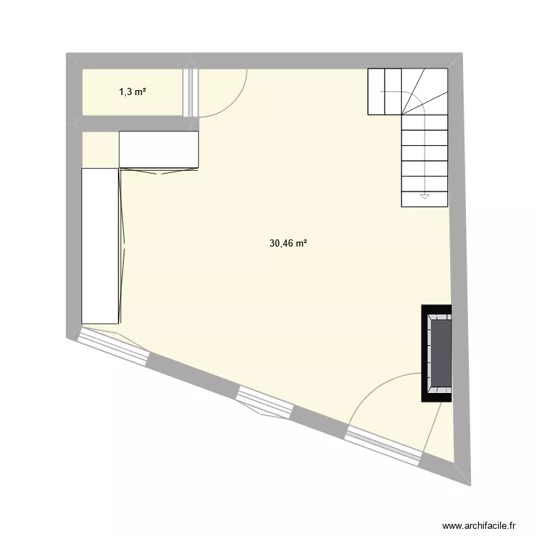 RdC Saint-Maurice. Plan de 2  et 32 m²