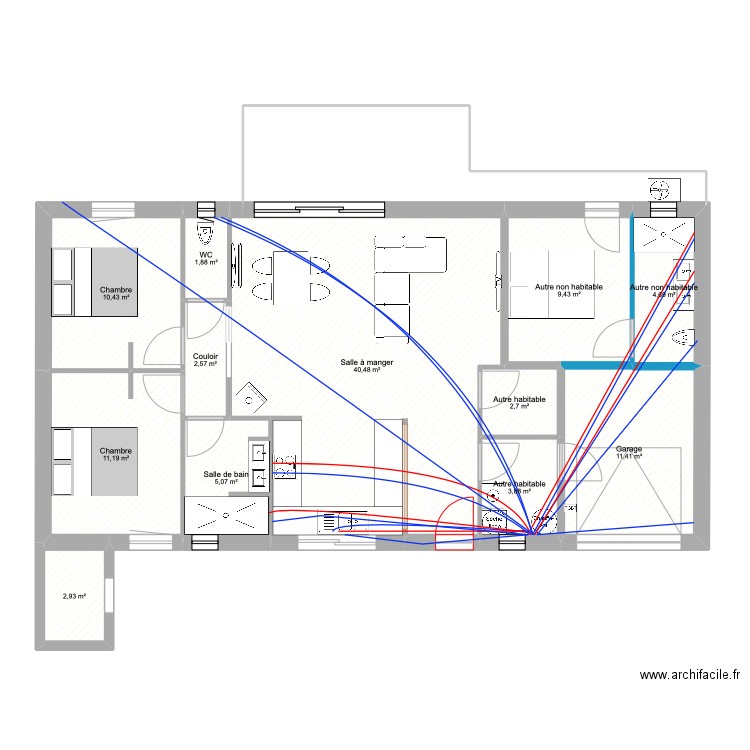 Maryse eau. Plan de 12 pièces et 107 m2
