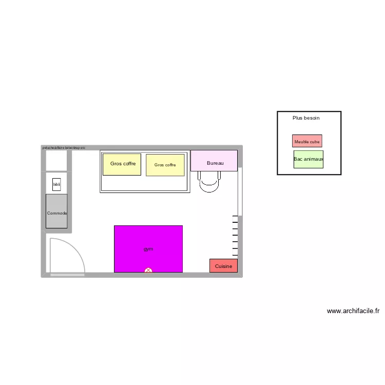 chambre. Plan de 3  et 12 m²