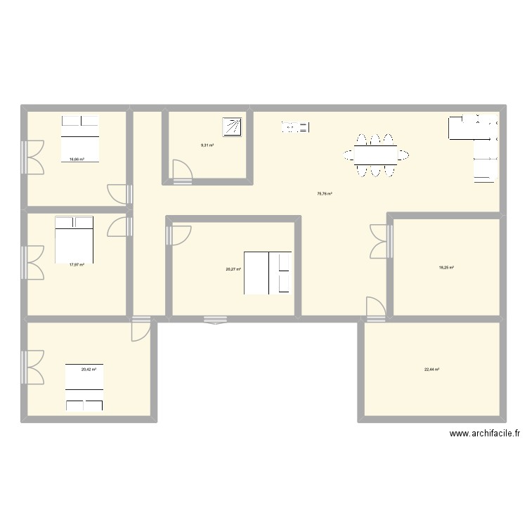 Appartement bled. Plan de 8 pièces et 201 m2
