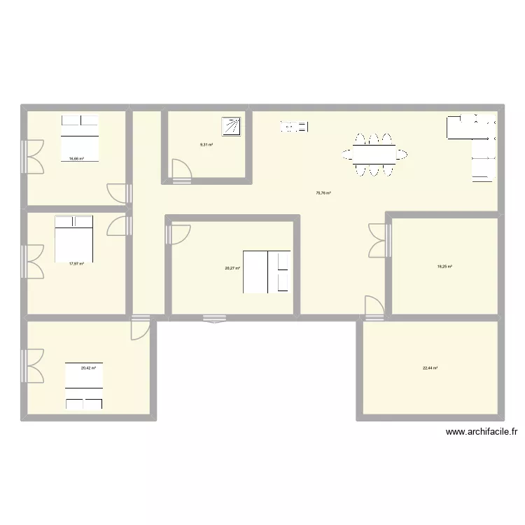 Appartement bled. Plan de 8 pièces et 201 m²
