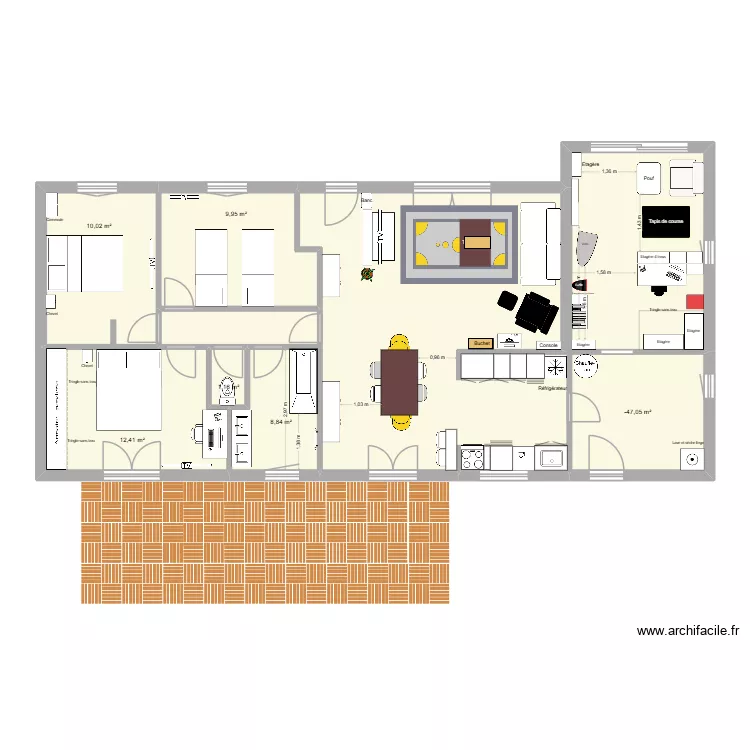 Cadours-4-installation actuelle. Plan de 6  et 52 m²