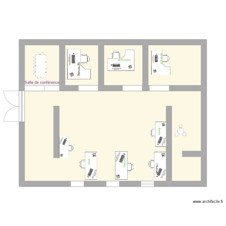 Bureau Rigaud. Plan de 5 pièces et 45 m2