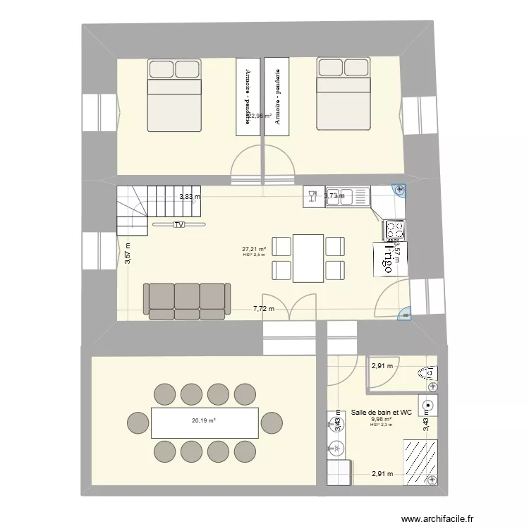 maison les roches version avec étage. Plan de 7 Pièces et 148 m² maison les roches version avec étage. Plan de 7 Pièces et 148 m²