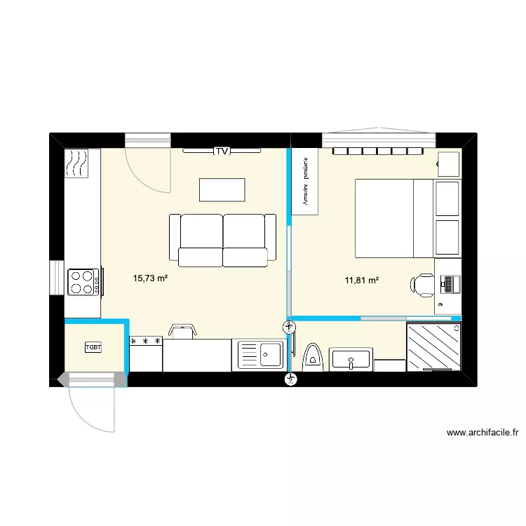 RDC 2 27,94M2. Plan de 