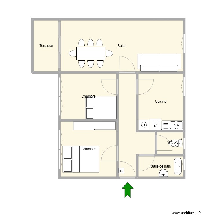 cesar franck. Plan de 8 pièces et 53 m2