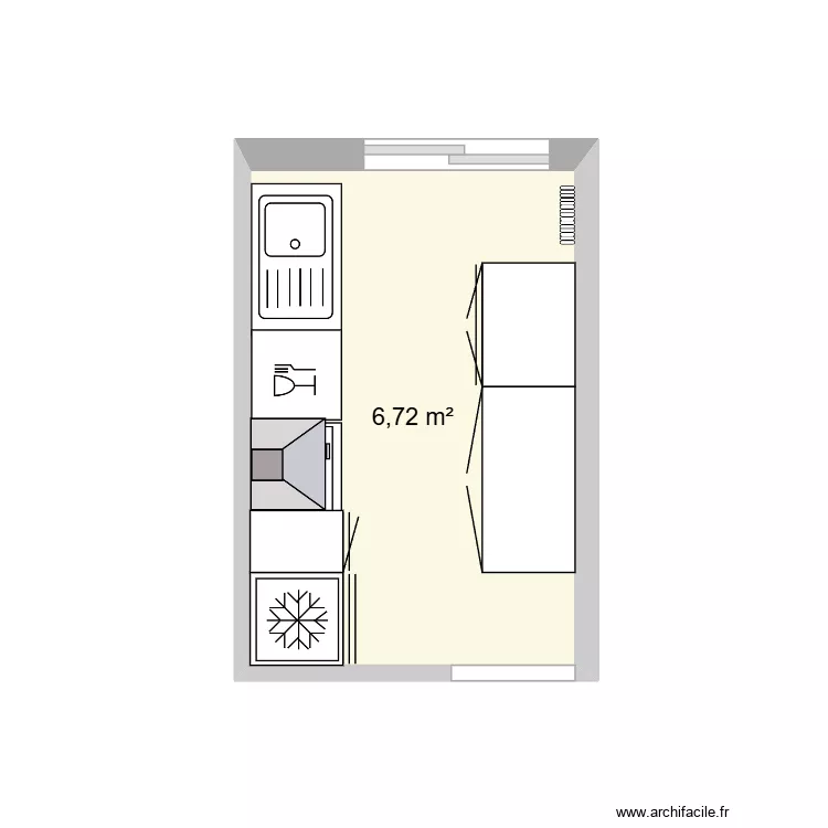 Cuisine Roosevelt. Plan de 1 et 7 m² Cuisine Roosevelt. Plan de 1 et 7 m²