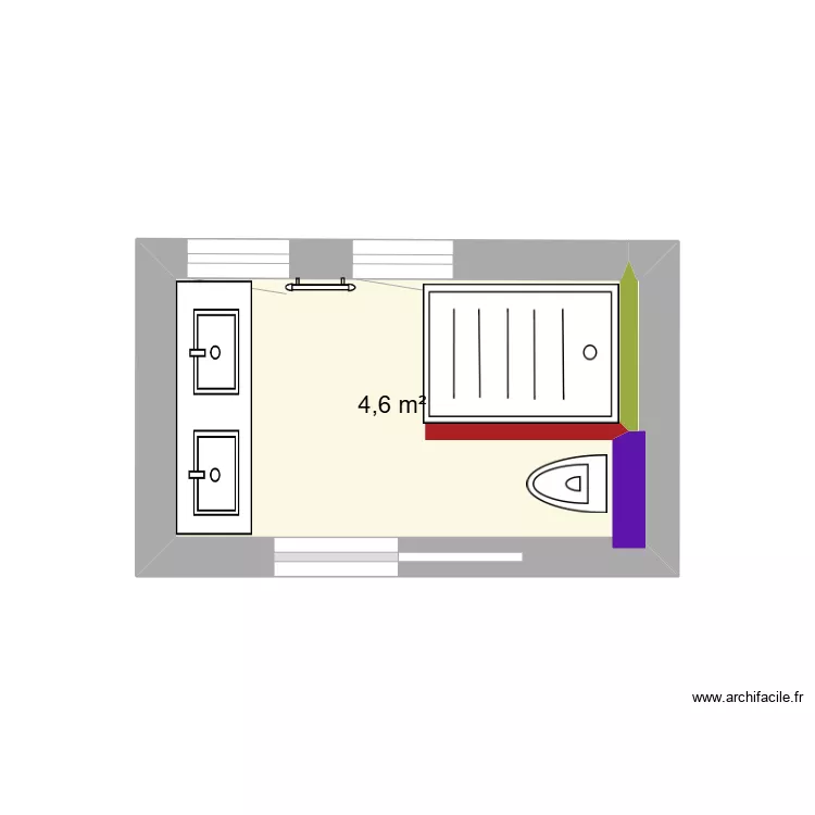 Plan de salle de douche WC. Plan de 