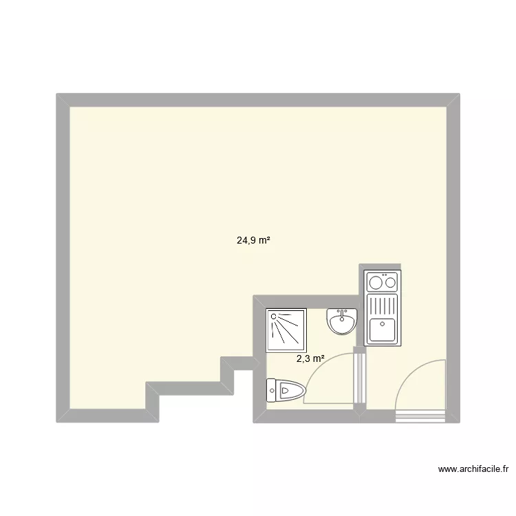 Estudines Clichy Logt 601. Plan de 2 Pièces et 27 m² Estudines Clichy Logt 601. Plan de 2 Pièces et 27 m²