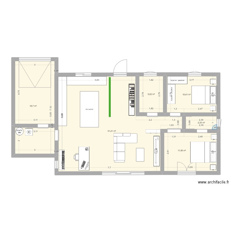 boutenac v2. Plan de 6 pièces et 99 m2
