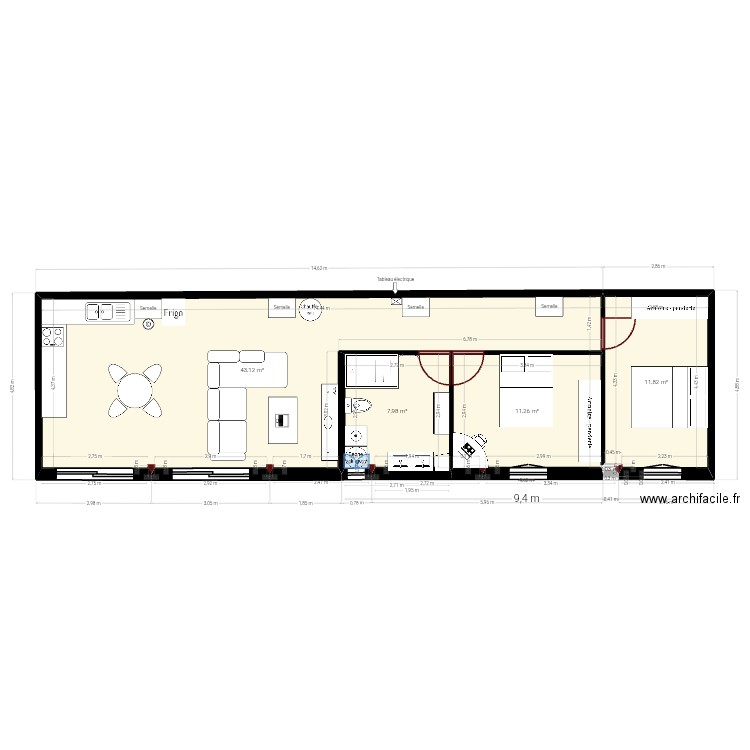 Mandelieu nouveau publique. Plan de 5 pièces et 74 m2
