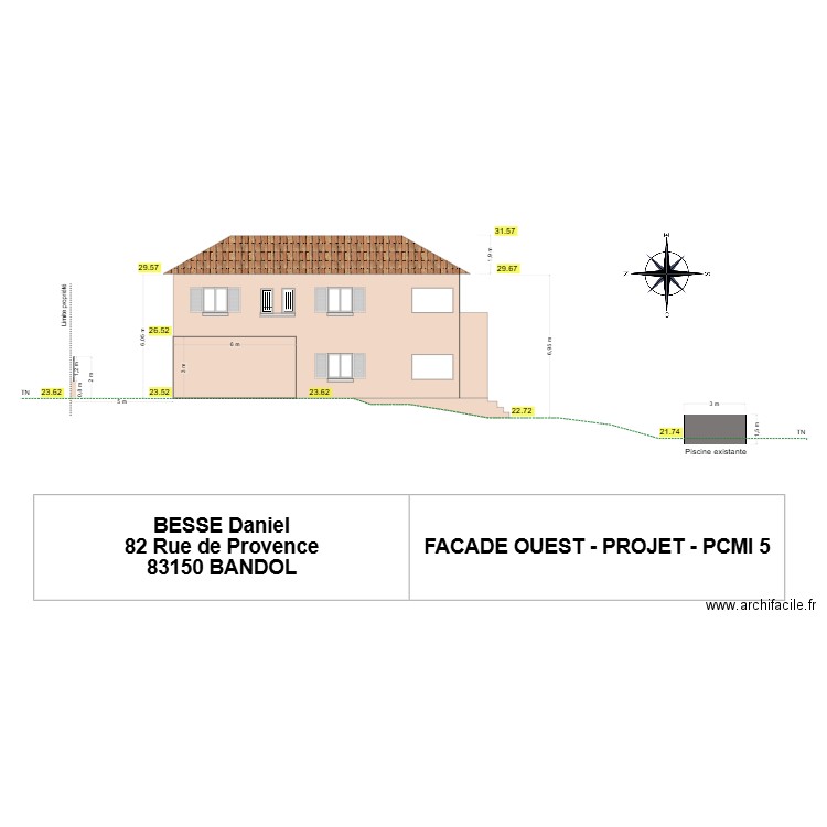 Daniel façade OUEST - projet. Plan de 0 pièce et 0 m2
