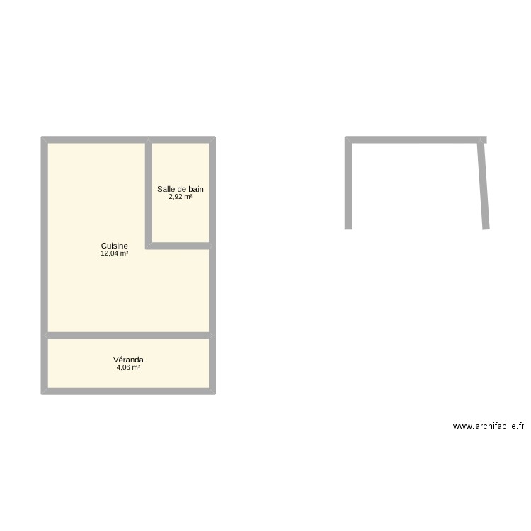 maison. Plan de 3 pièces et 19 m2