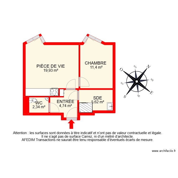 BI 30565. Plan de 7 pièces et 56 m2