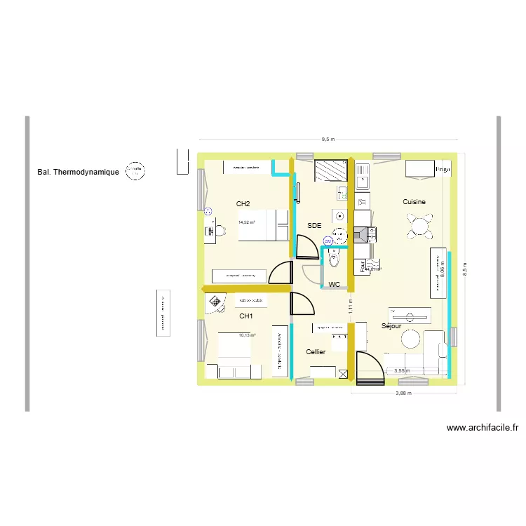 Pibrac Plomberie disposit&deg; 1/1/1. Plan de 