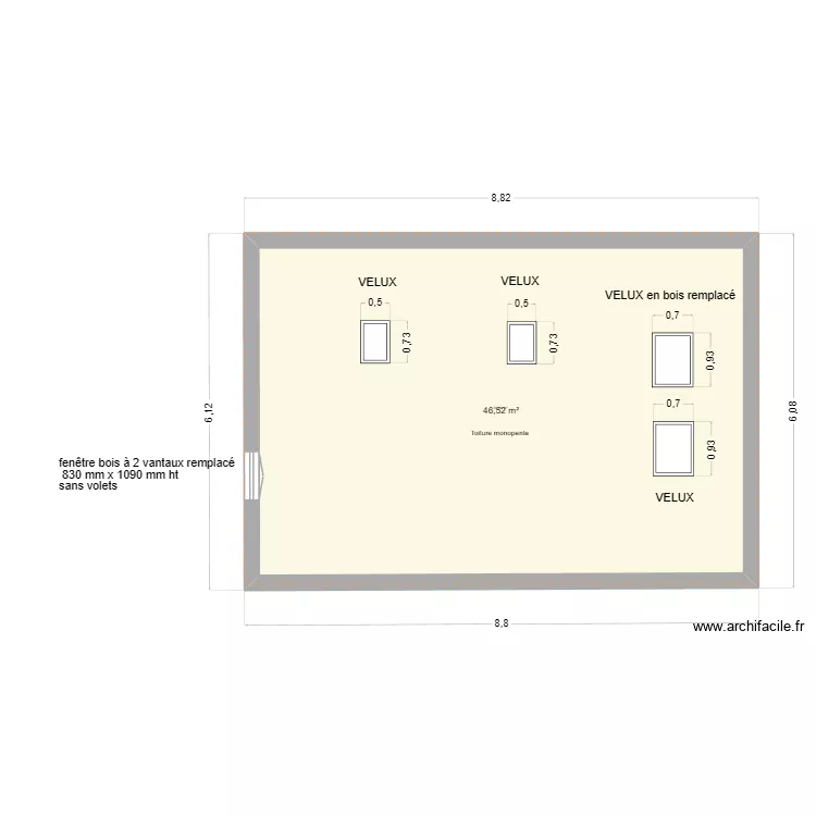 CROQUET. Plan de 1  et 47 m²
