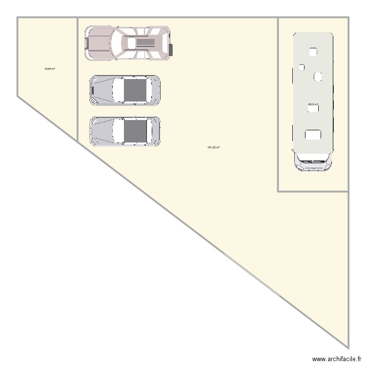 cour . Plan de 3 pièces et 221 m2