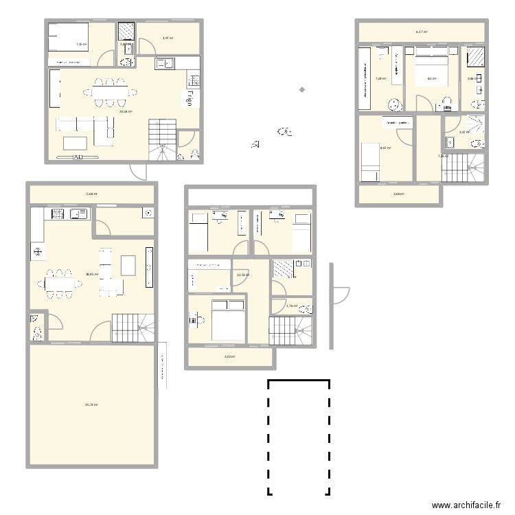 phillipines. Plan de 19 pièces et 220 m2